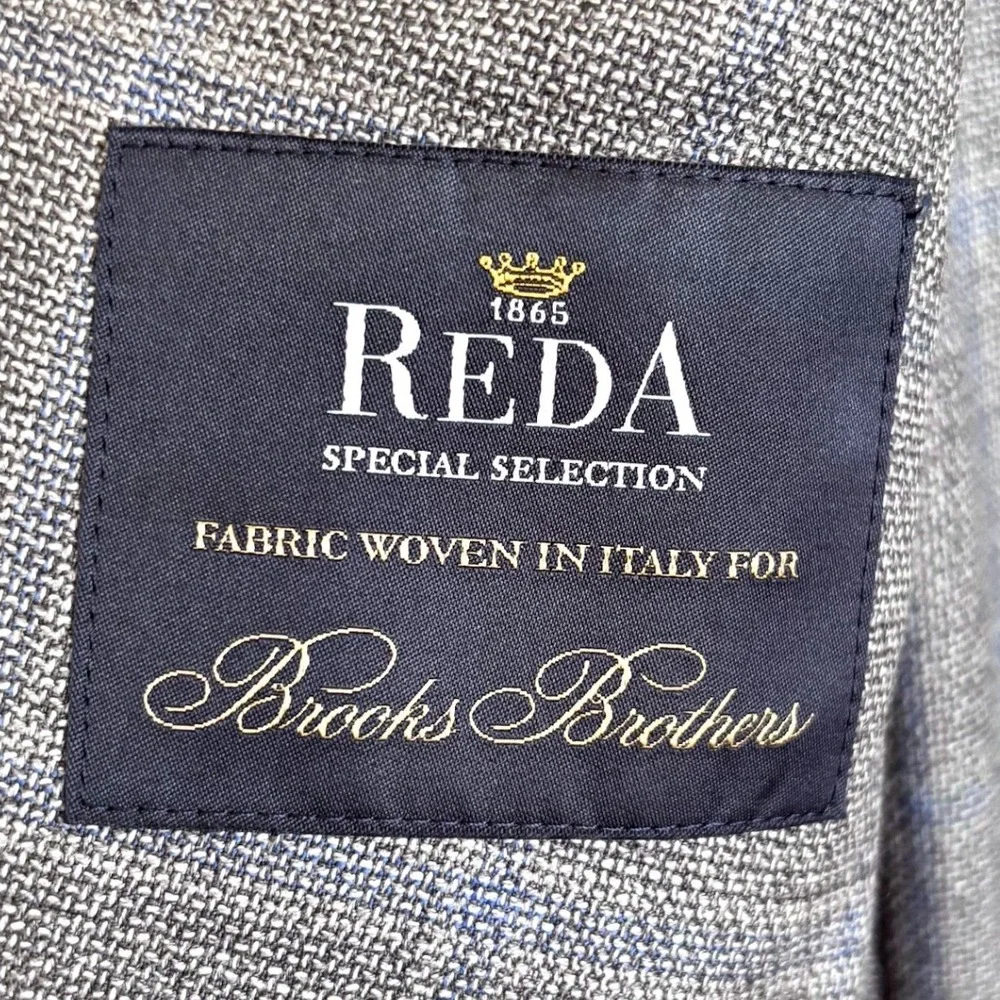 Brooks Brothers Mens Regent Glen Plaid Reda Wool Blazer Sport Coat 44L Gray Blue